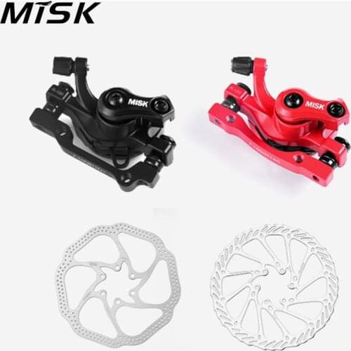 MISK Bicycle Brake Caliper Front Rear For MTB Mountain Bike Speed Clip Dual Piston Mechanical Brake Set with 160mm Rotor