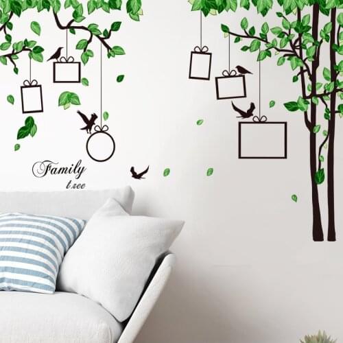 Green leaf photo tree wall stickers living room sofa background decoration mural bedroom home decor removable stickers wallpaper