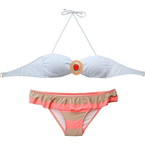 Women Sexy Secret Crystal Diamond Bikini Set White Brand Swimwear Swimsuit Biquini Bottom Bathing Suit