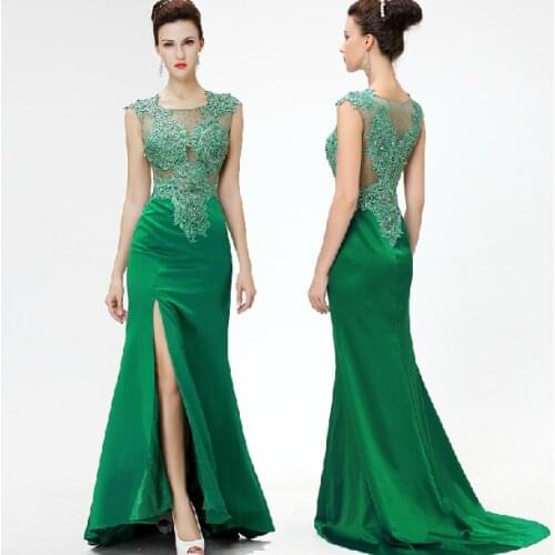 Robe de soiree party 2018 lace appliques robe noire new style hot sexy green long Formal gown bridesmaid dresses