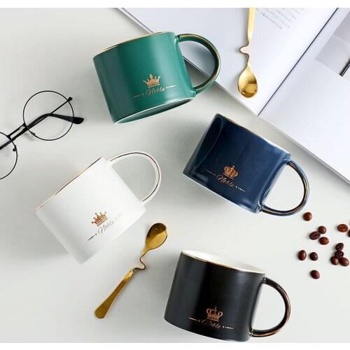 Gold Rim Turkish Cup Coffee Mug Modern Solid Color Simple Creative Ceramic Coffee Cups With Spoon Tazas Cups And Saucers DE50BD