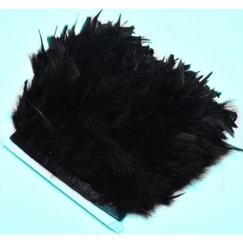 1 Meter/lot black fluffy Turkey feathers trim Fringe 10-15cm Dyed marabou Feather ribbon crafts DIY Party Clothing dress plumes