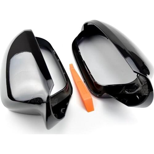 2 Pcs For Audi A6 C7 S6 2012-2018 Car Rearview Mirror Cover Side Wing Protect Frame Covers Trim bright black