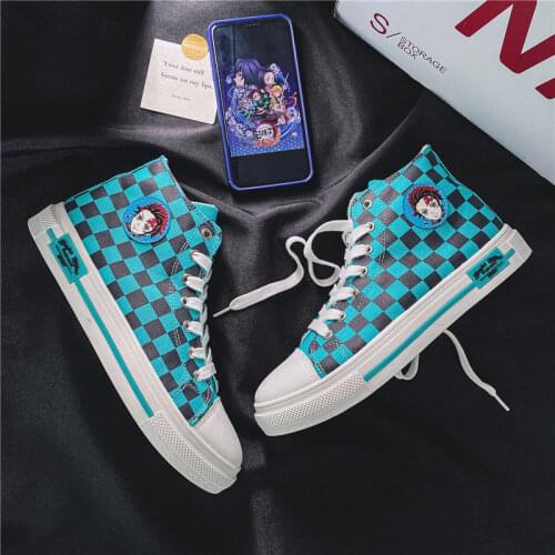 2021 New Arrival Anime Demon Slayer Kamado Tanjirou Cosplay Student Canvas Casual Sport Shoes Fashion