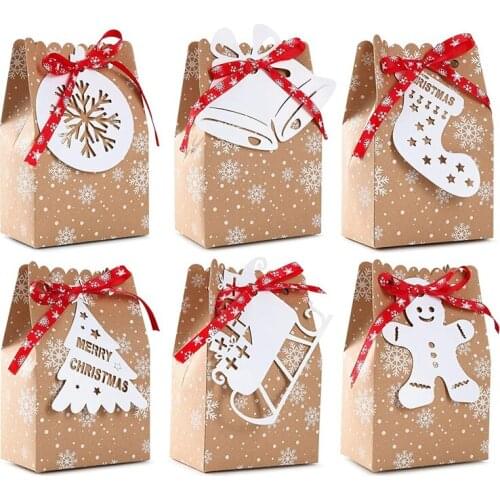 24Pack Christams Goodies Bag Xmas Candy Gifts Kraft Bags With Tags For Holiday Christmas Party Supplies