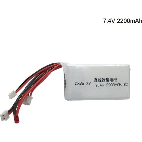 7.4V 2S 2200mAh rechargeable Lipo Battery for Taranis Q X7 DX6e DX6 Transmitter Remote Controller Spare Part for RC Models toys