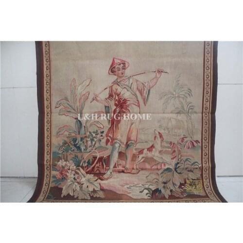 Free shipping 4'x3.5'(73x118cm) 100% Woolen Aubusson Tapestry Gobelin carpet handmade Tapestry Museum Collection Tapestry