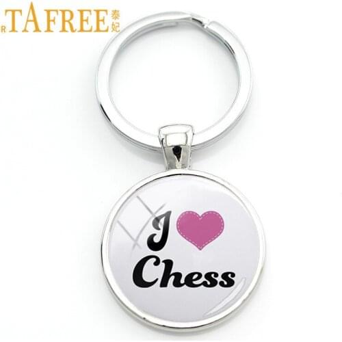 TAFREE Backgammon Board Game Chessboard Keychain International Chess Pendant Key Chain Keyring For Party Family Friend Gift CH68