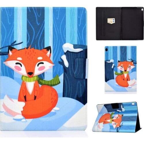 Cartoon Painted Case For Lenovo Tab M10 TB-X605F TB-X505F 10.1inch PU Leather Flip Stand Wallet Cover