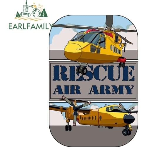EARLFAMILY 13cm x 8.9cm for Rescue Aircraft Car Sticker Motorcycle Car Bumper Window Stickers Personality Creative Decal