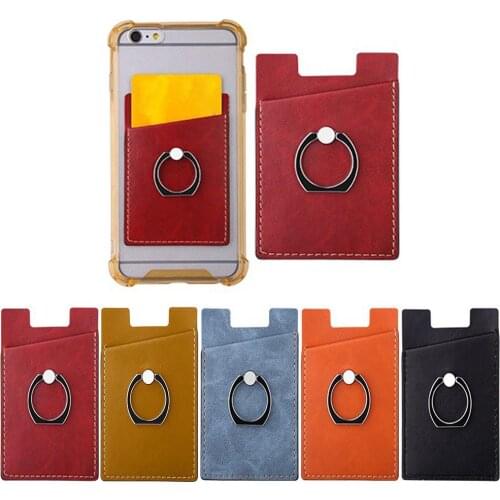 Elastic Stretch Lycra Adhesive Cell Phone Card Holder ID Credit Card Pocket With Ring Stand Adhesive Sticker Back