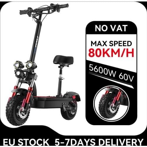 60V 5600W Electric Scooter Adult 120KM 80KM/H Dual Motor 11INCH Off Rord Tire Foldable E Scooter Electric Motorcycle Free Tax