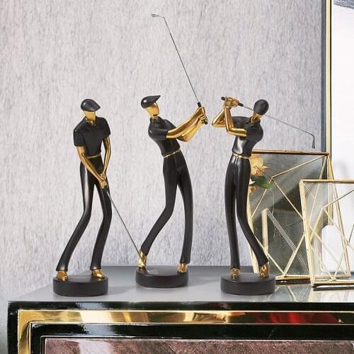 Modern Resin Playing Golf Sports Figures Ornaments Crafts Miniature Figurines Creative Office Home Decoration Accessories