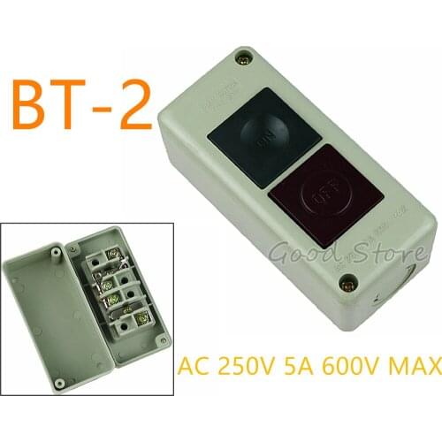 BT-2 Plastic Metal AC 250V 5A Max.600V Electric Motor ON OFF Momentary Spring Returned Control Start Power Push Button Switch