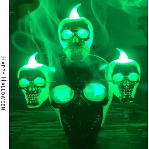 Halloween Horror Ghost Skeleton Head LED Electric Candle Light Bar Home Party Decor Lamp Haunted House Decorations