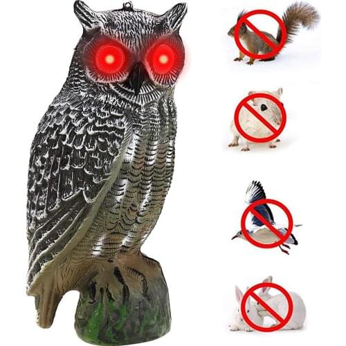 Simulation Solar Power OWL To Scare Birds Scarecrow Fake Horned Owl Decoy Panel Bird Scarecrow Fake Horned Owl Garden Protectors
