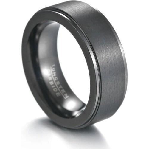 8mm Wide 3.2mm Thick Classic Mens Brushed Sand Surface Tungsten Steel Ring Bague Acier Inoxydable Jewelry