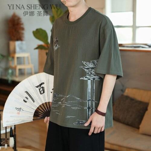 Kimono Japanese Style Summer Print Men Short Half-Sleeve Shirt T-shirt New Japan Harajuku Loose Asian Male Yukata Haori Costume