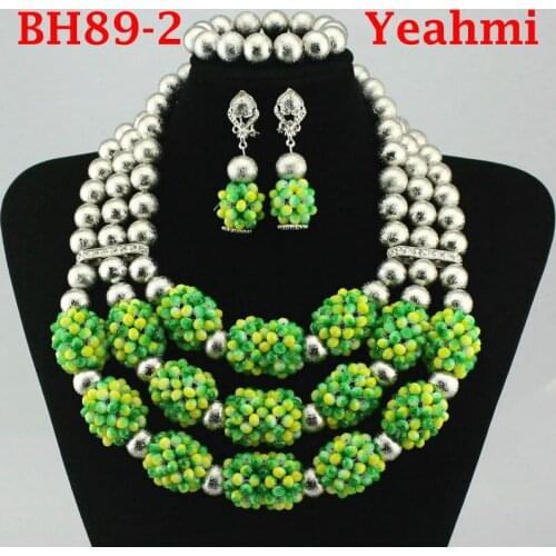Chunky Gold Crystal Beads Women Necklace Bridal Fashion Jewelry Wedding African Beads Jewelry Set 2018 Free Shipping BH89-2