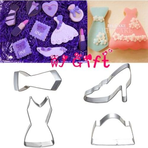 Fashion Dress Bag Tie High-heel Shoe Stainless steel cookie cutter Metal biscuit cutters bread die cut mold cupcake topper