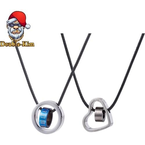 Double Loop Love Heart Men Necklace Hiphop Rock Street Culture Titanium Stainless Steel Pendant Necklace Fashion Man Jewelry