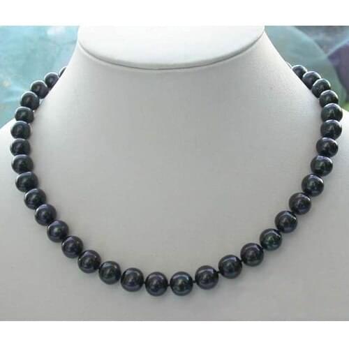 Handmade Real Pearl Jewellery,AA 17inches 10-11mm Black Freshwater Pearl Necklace,Perfect Women Birthday Gift ,New Free Shipping