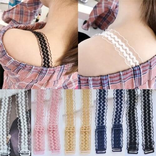 Bra Invisible Hollowed Lace Flower Double Shoulder Straps Anti Skid Bra Shoulder Strap Womens Clothing Accessories