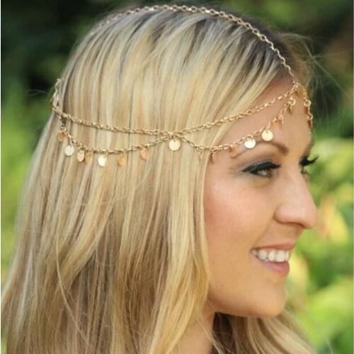 New Fashion super shiny sheet wave tassel chain tiara headband hair accessories Free shipping