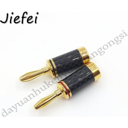 New 1PCS Copper Carbon Fiber Gilded Speaker Banana Plug Adapter 4mm Wire Connector For Musical HiFi Audio Banana Connector