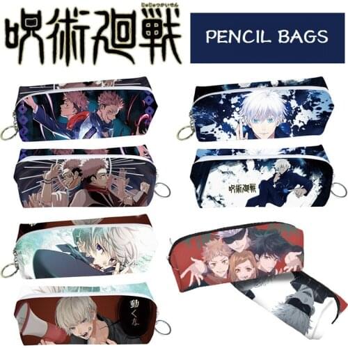 Jujutsu Kaisen Pencil Cases Gojo Satoru Itadori Yuji Inumaki Toge Ryomen Sukuna PU Waterproof Pen Stationery Bags for Students