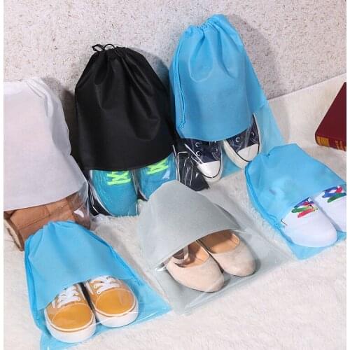 Portable Drawstring Storage Bags Household Transparent Shoes Packaging Pouch Travel Dust-Proof Storing Things Pack Accessories