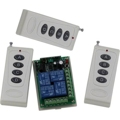 4CH Receiver Transmitter DC24V Multi-function Relay Remote Control Switch System Learning Normally Open/Closed 315mhz or 433mhz