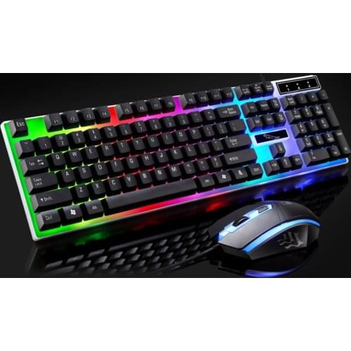 2Pcs Ergonomic LED Backlight Wired Gaming Wrist Rest Keyboard Gaming Mouse Set