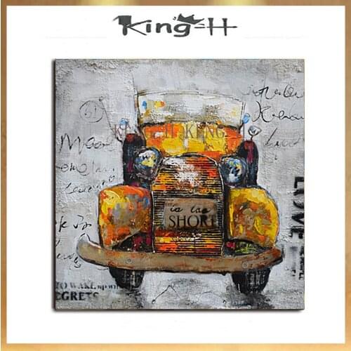 Cuadro de coche rojo moderno en lienzo pinturas al óleo pintura al óleo colorida del coche para decoración de la sala de estar a