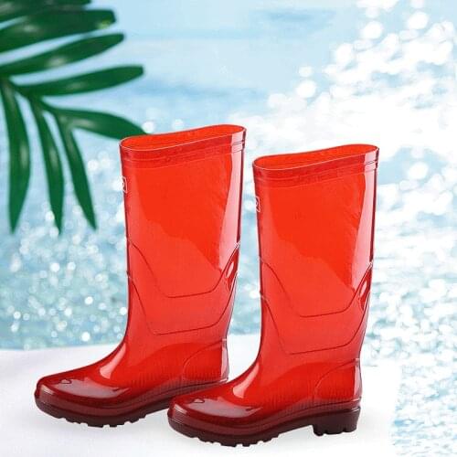 2021 Mens Pvc Waterproof Rain Boots Waterproof Flat with Shoes Men Rain Unisex Water Rubber Knee High Boots Slip-on Botas