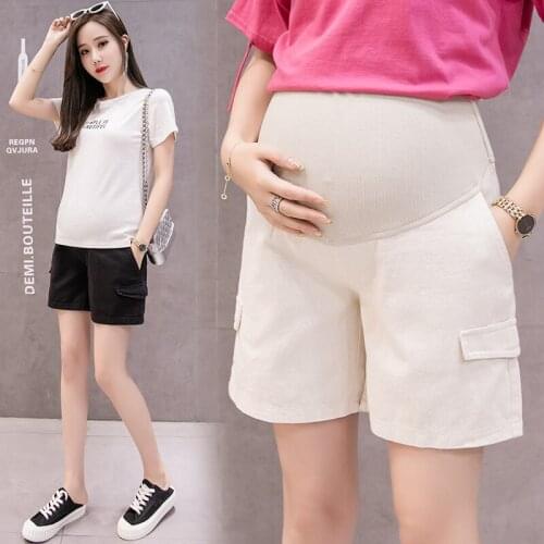 Pocket Maternity Shorts For Pregnant Women Clothing Pregnancy Pants Elastic Waist Casual Shorts Gravida leisure Mother Clothing