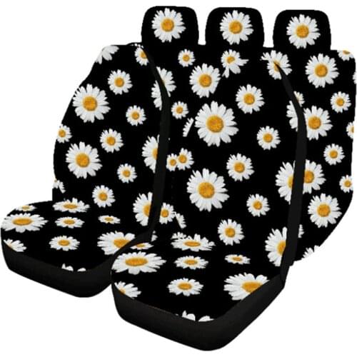Universal Daisy Print Car Seat Covers Durable High Back For Season Seat Cover Set Front Seat Protector Fit Most Car Accessories