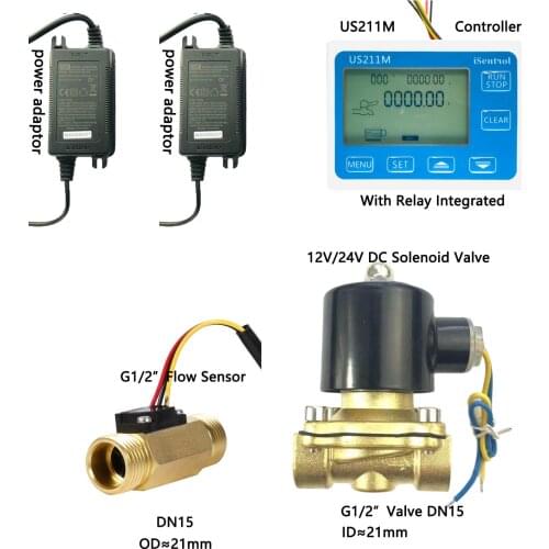 US211M-R with Integrated Relay Dosage Controller G1/2 inch Set with USC-HS21TH Sensor and Solenoid Valve