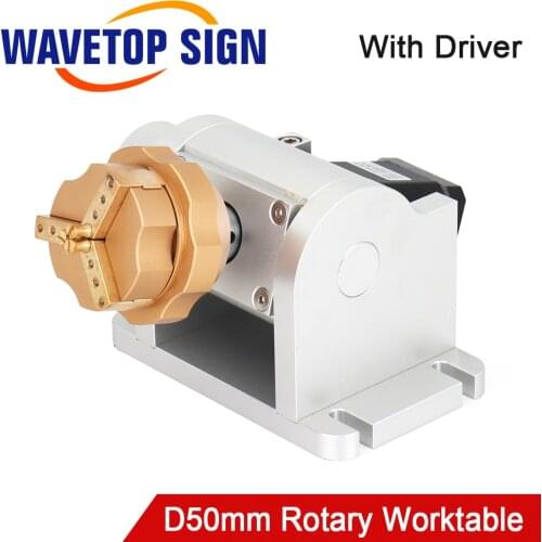 WaveTopSign Rotary Worktable WT-D50 Rotary Attachment with Stepper Driver TB6600 for Laser Marking Machine