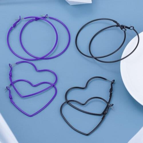 New Fashion Large Heart Hoop Drop Earrings For Women 2020 Vintage Simple Gold Round Female Hanging Earrings Statement Jewelry