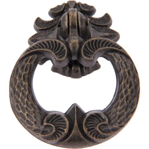 1pc Ring Knob Antique Bronze Handle Single Hole Pull w/screw Kitchen Cabinet Drawer Wardrobe Cupboard Decor 44*61mm Vintage