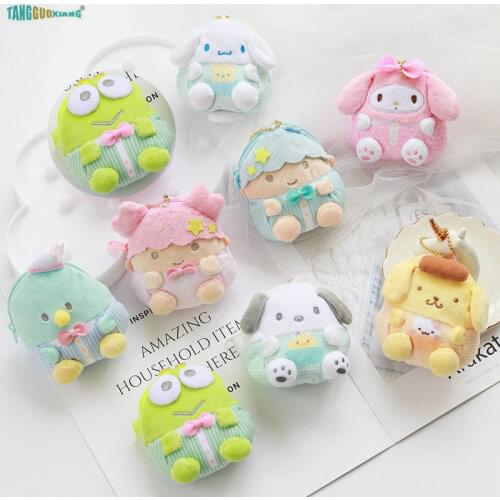 10cm Cartoon Coin Purse Animal Mini Dog wallet rabbit Packet frog package soft plush Kids toy Small Key Bag