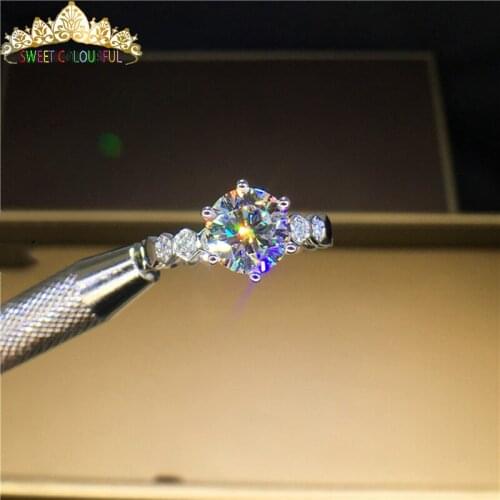 100% 14K 750Au Gold Moissanite Diamond Ring D color VVS With national certificate MO-00117