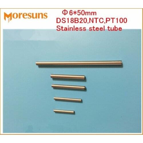Fast Free Ship 100pcs 6*50mm Single Head Stainless Steel Tube/Thermocouple,RTD,PT100,NTC,DS18B20 Stainless Steel Sensor Probe