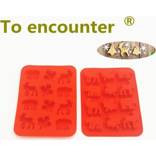 To encounter 18*13.8*1.6CM Animal Bear deer Shape Silicone 3D Cake Mold Chocolate Cookie Mould DIY Christmas decoration tool