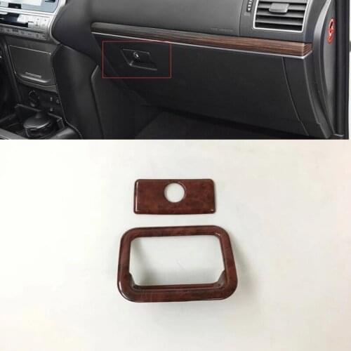 2PCS Car Copilot Glove Box Handle Cover Trim For Toyota Land Cruiser Prado FJ150 2010-2019 Wood ABS Car Accessories