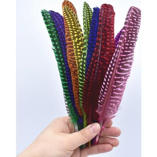 20Pcs/Lot Polka Dot Guinea Hen Flank Pearl Pheasant Feathers for Crafts 15~20cm 6-8" Craft Feathers Plume Plumas Carnaval Decor