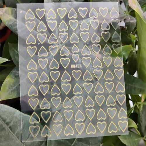 3D Stickers for Nails Geometry Love Heart Golden Line Design Nails Art Decoration Manicure Sticker Sliders Nail Foil Accessories