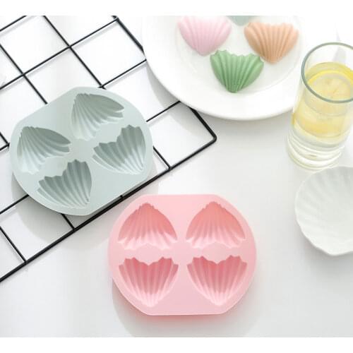 4 Cavity Shell-Heart Shape Shaped Madeleine Cake Mould Chocolate Soap Candy Jelly Mold Baking Pan Kitchen Baking Tool