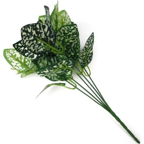 5 Branches Artificial Green Plant Fake Leaves Home Office Decoration